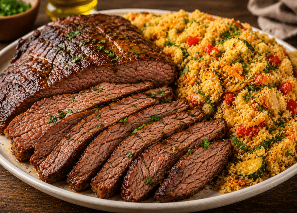 Fraldinha Assada com Farofa de Legumes