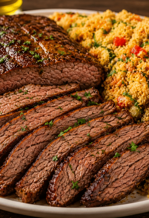 Fraldinha Assada com Farofa de Legumes