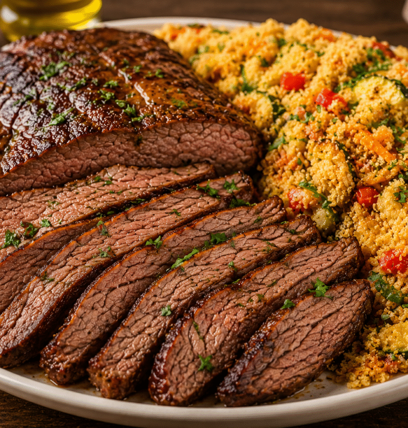 Fraldinha Assada com Farofa de Legumes