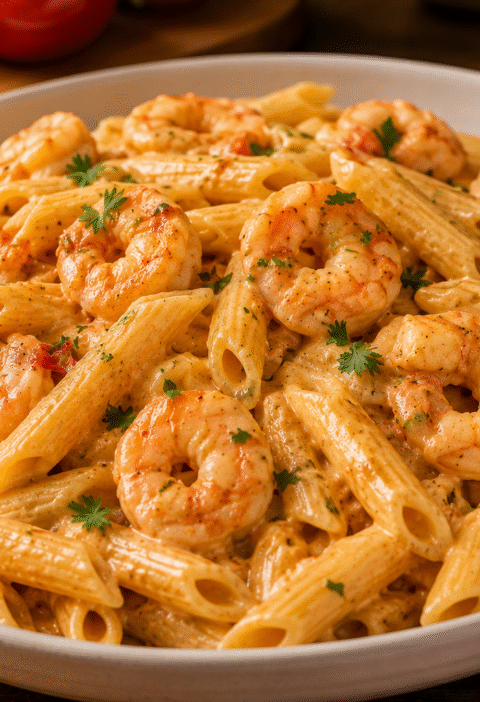 Penne ao Molho de Camarao