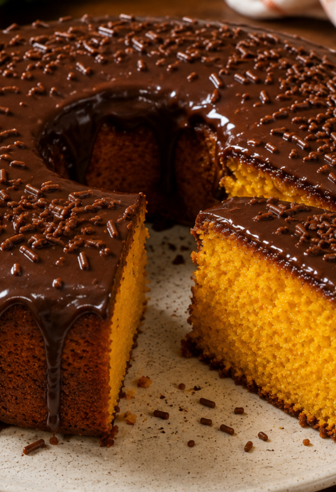 Bolo de Cenoura com Cobertura de Chocolate Fofinho