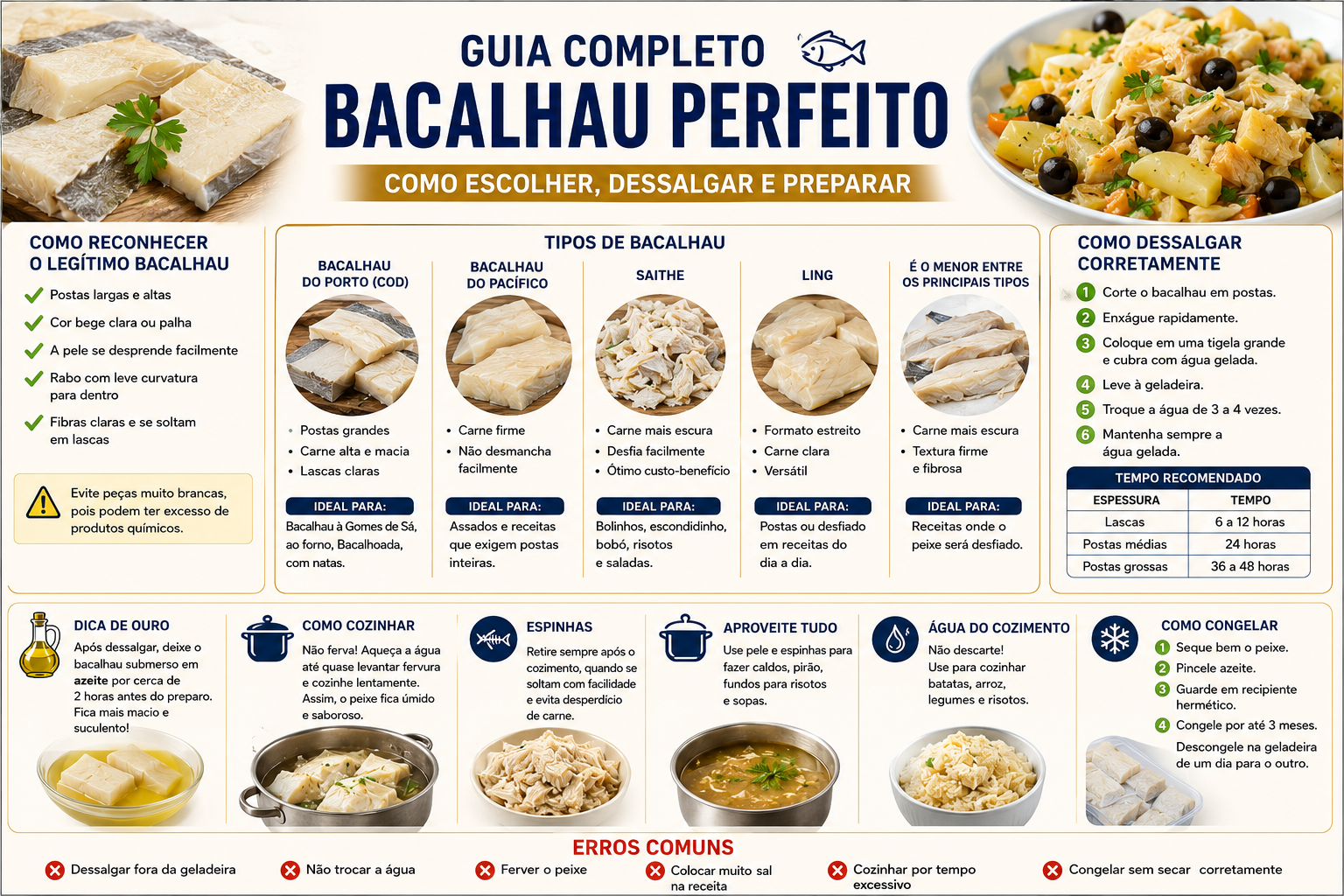Guia Completo do Bacalhau: Como Escolher, Dessalgar, Preparar e Congelar