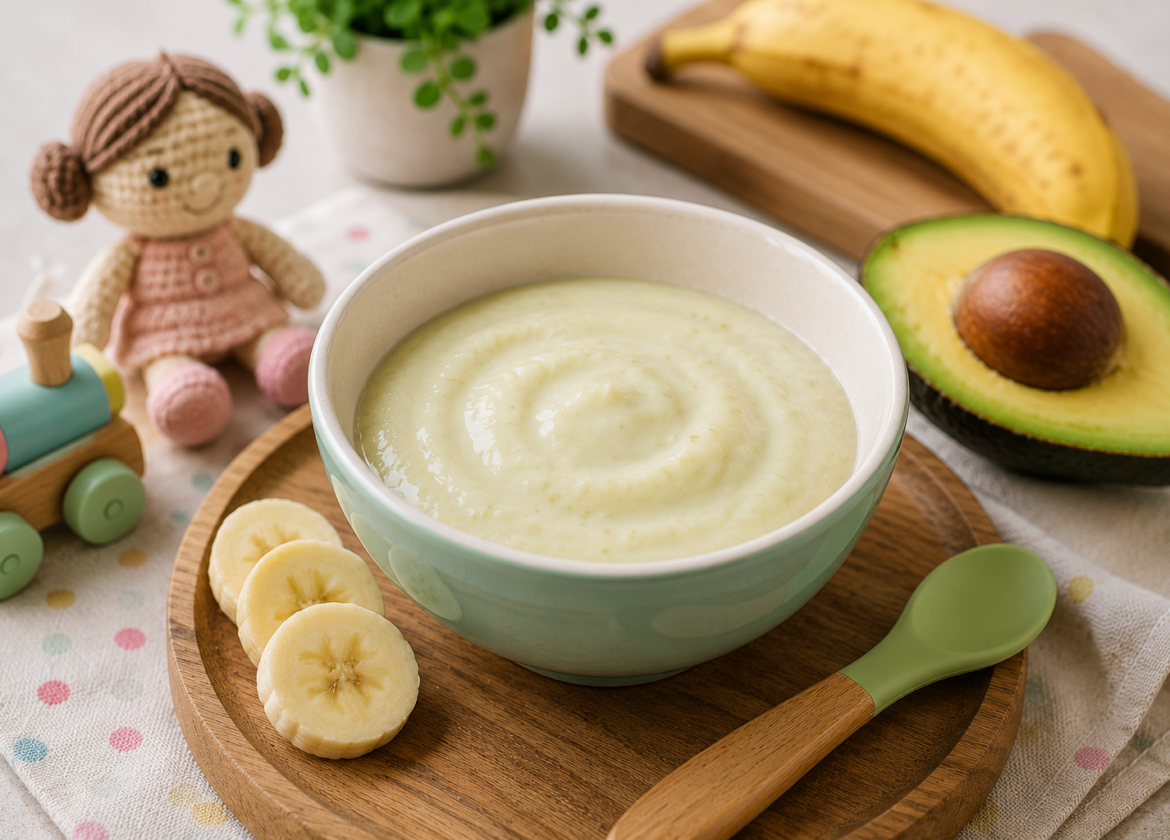 Iogurte Natural com Banana e Abacate para Bebê