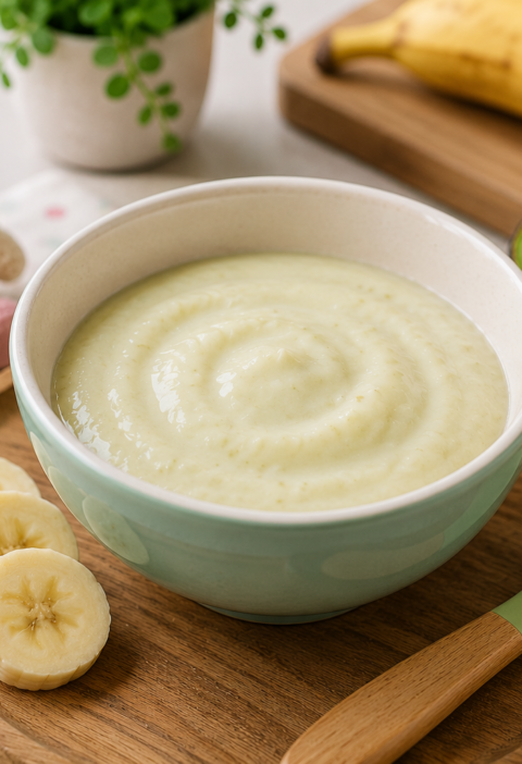 Iogurte Natural com Banana e Abacate para Bebê