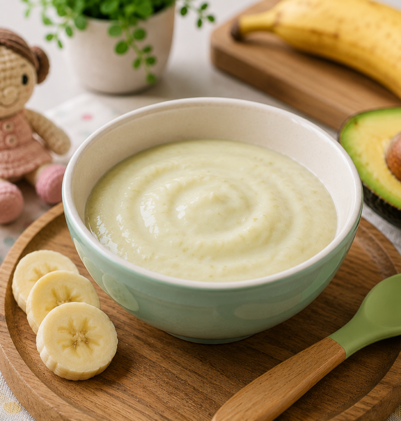 Iogurte Natural com Banana e Abacate para Bebê