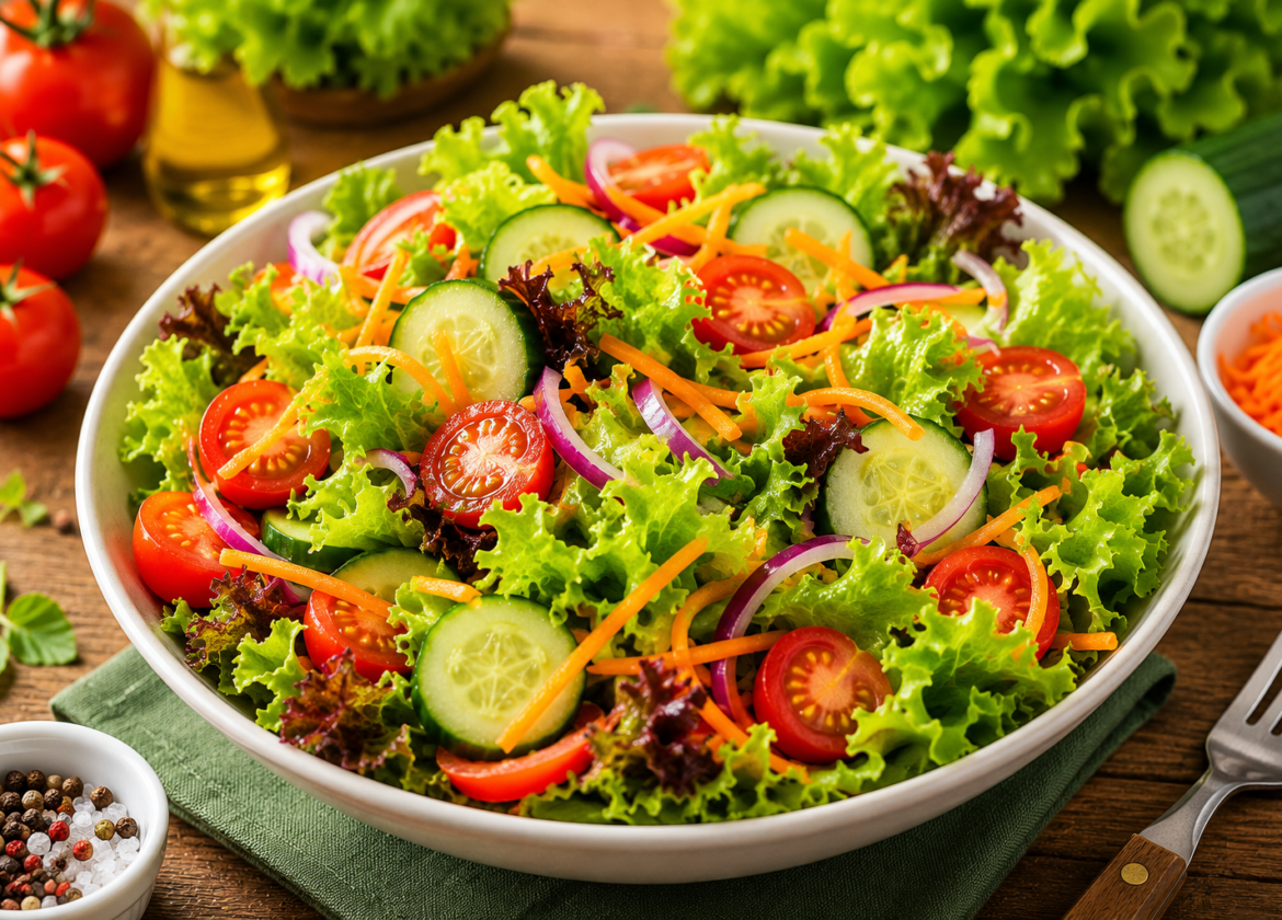Salada de Alface com Tomate, Cenoura e Pepino