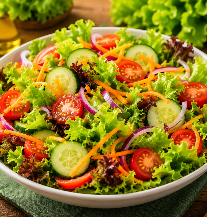 Salada de Alface com Tomate, Cenoura e Pepino