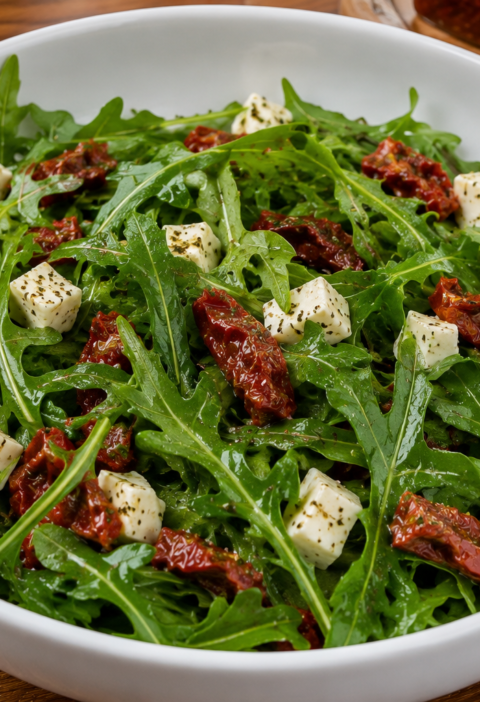 Salada de Rúcula com Tomate Seco e Queijo: Fácil e Saborosa