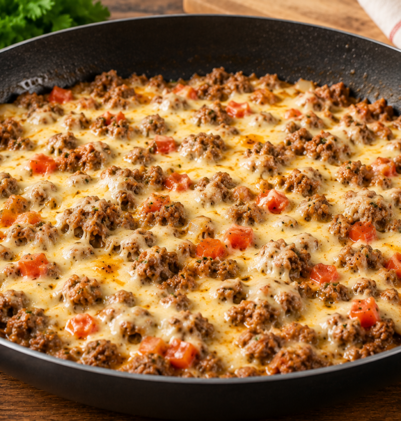 Crie aimagem receita para o blog Carne Moída Cremosa com Queijo na Frigideira