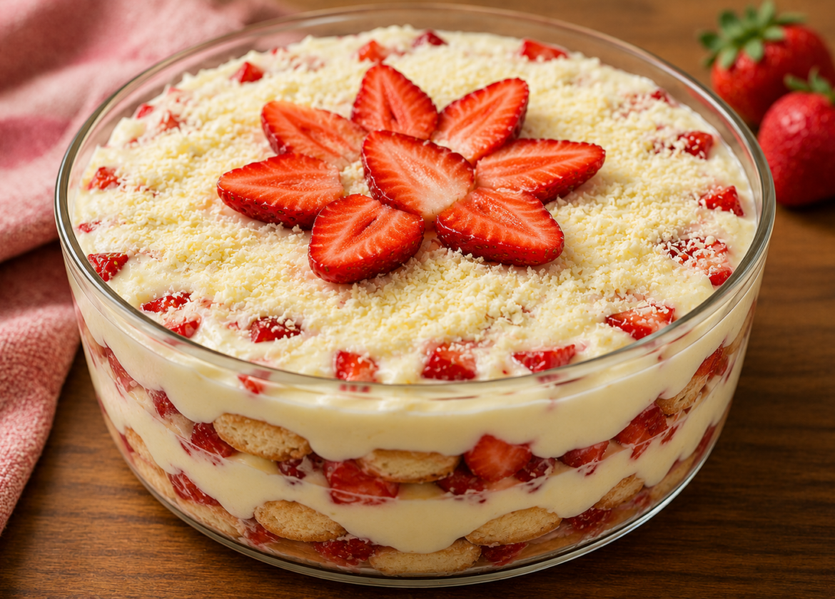 Pavê de Morango Cremoso e Fácil