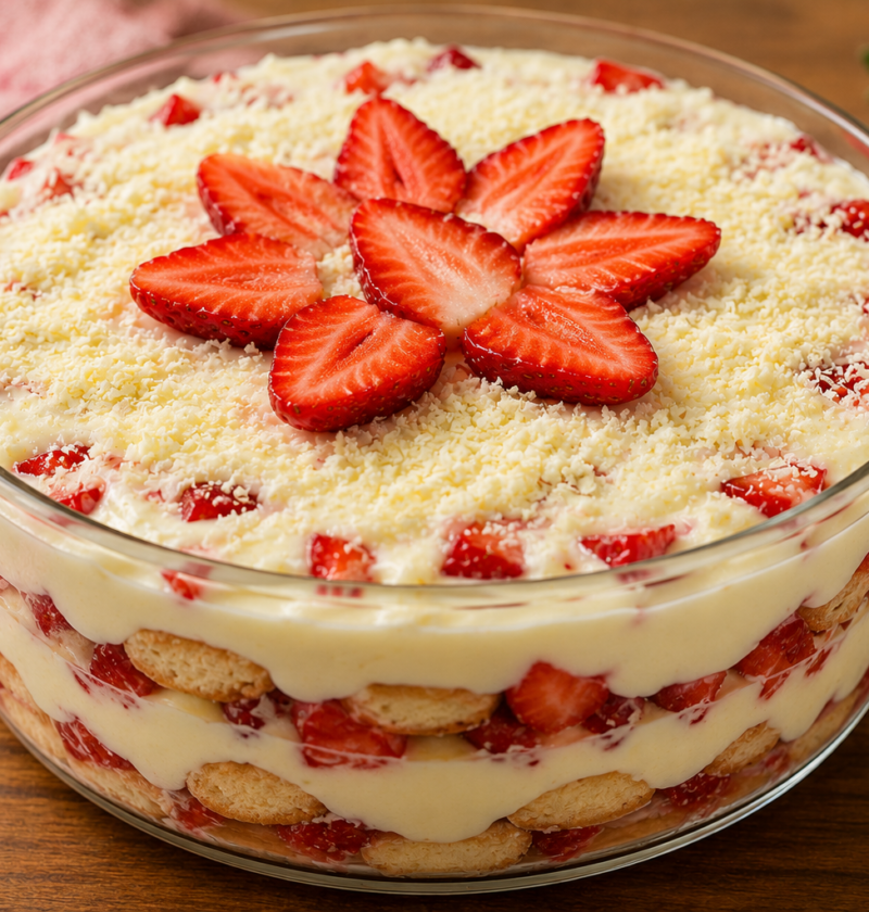 Pavê de Morango Cremoso e Fácil