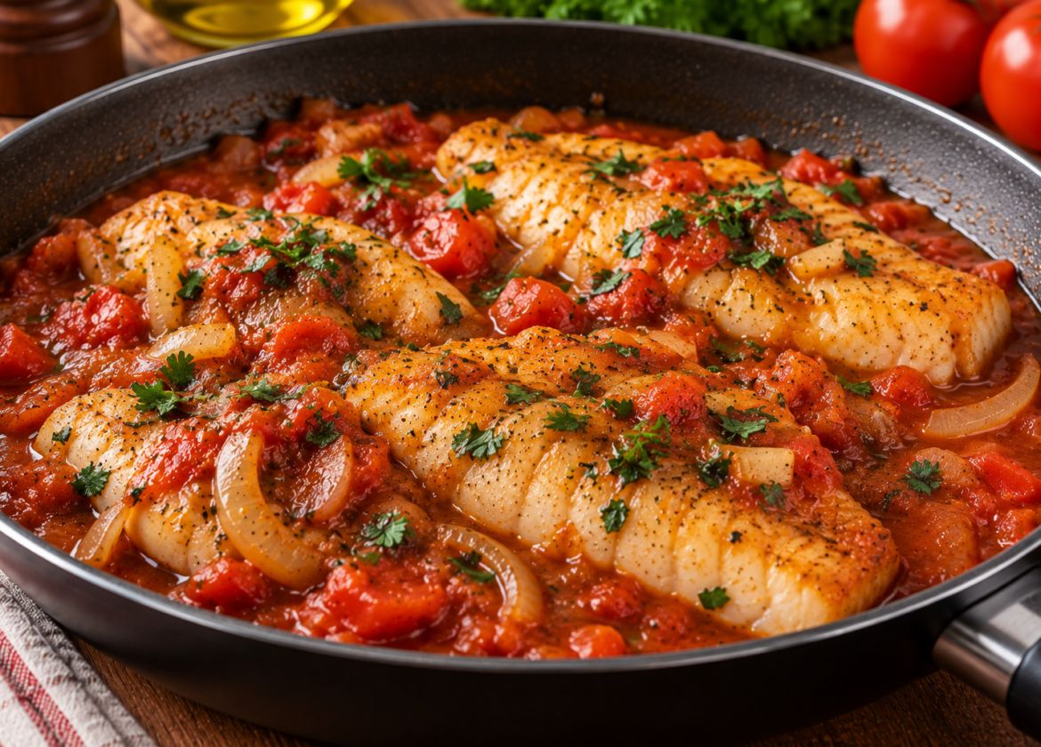 Filé de Merluza ao Molho de Tomate