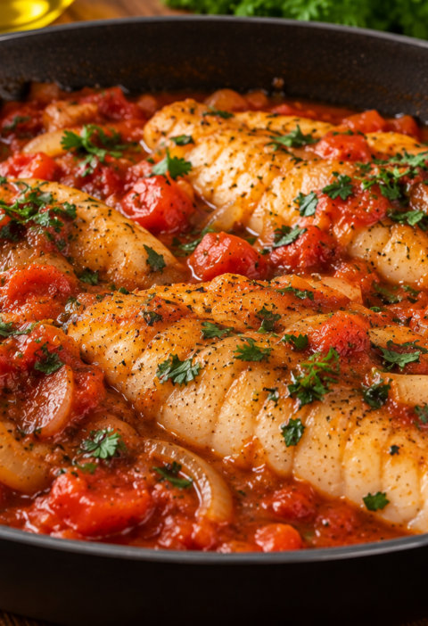 Filé de Merluza ao Molho de Tomate