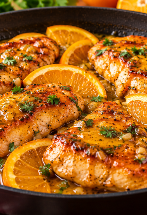 Frango com Molho de Laranja na Frigideira
